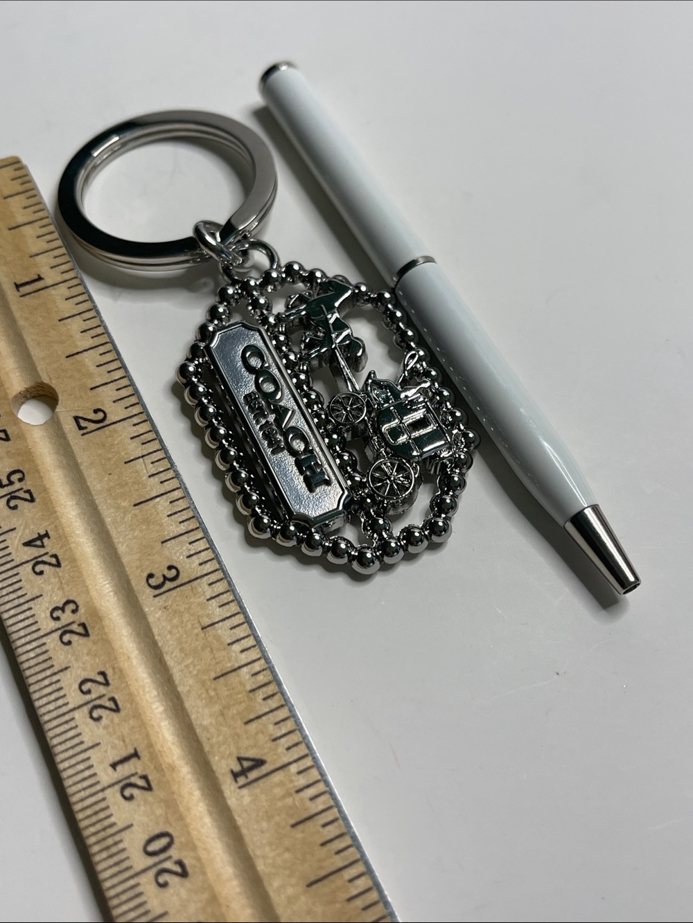 Coach Silver-tone Carriage Logo Keyring and Coach Pen - Picture 5 of 7